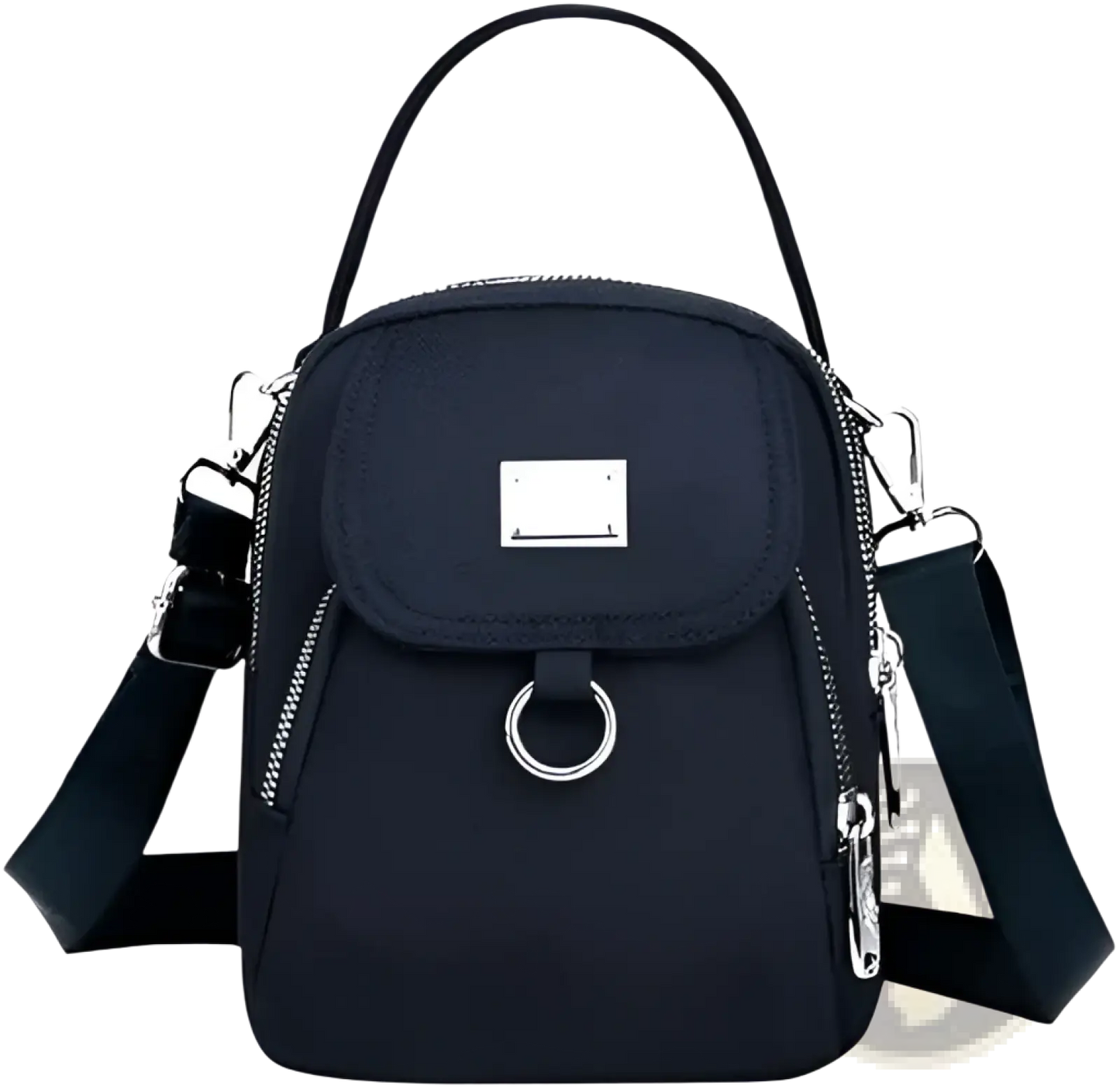 Multi Pocket Nylon Crossbody Bag with Earbud Case Attachment
