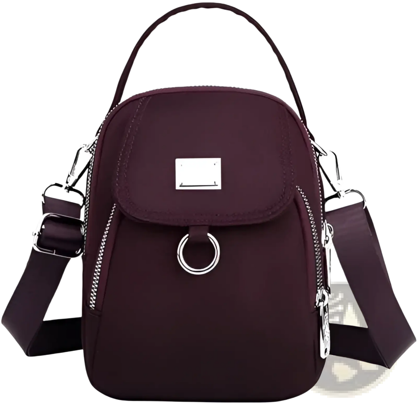 Multi Pocket Nylon Crossbody Bag with Earbud Case Attachment
