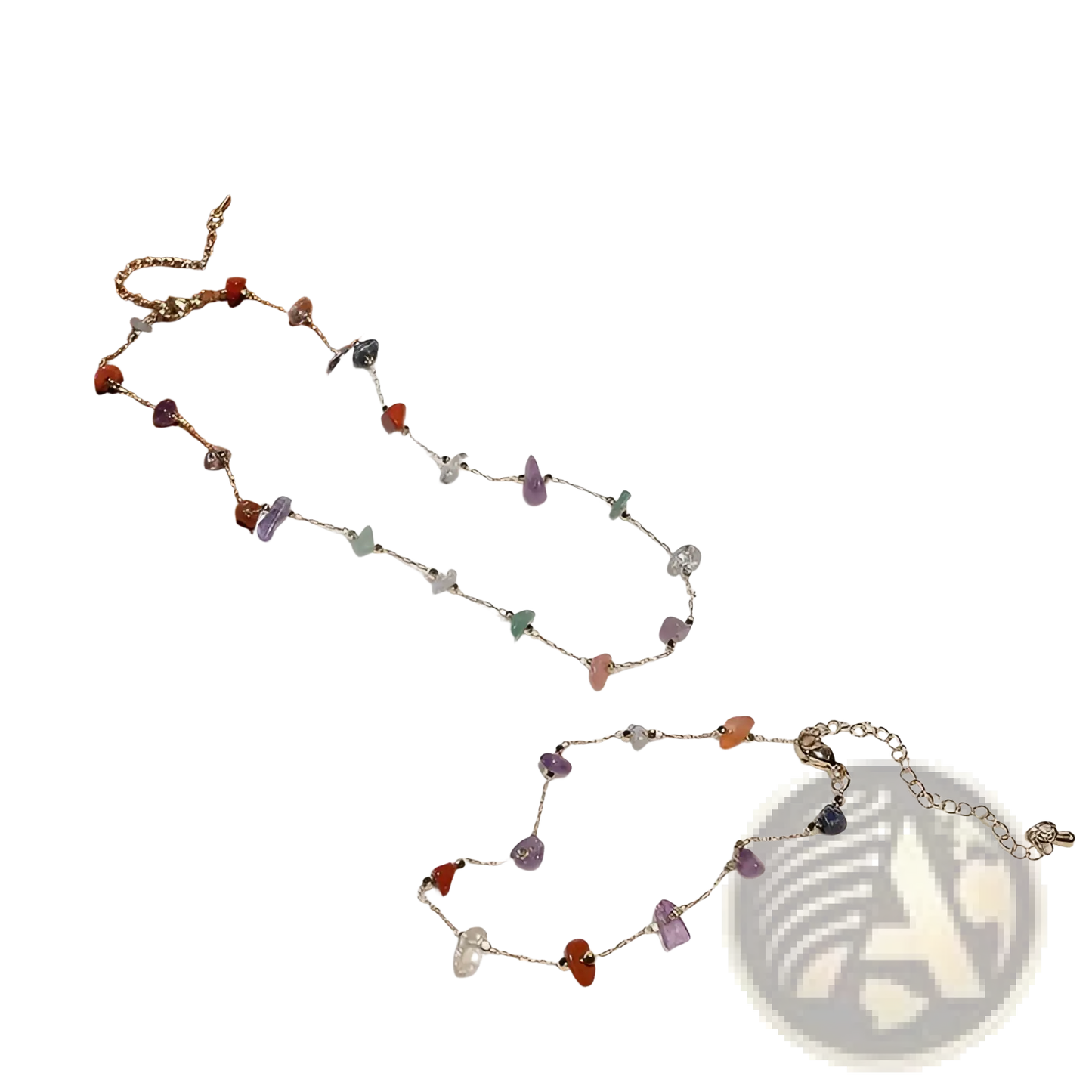Multicolor Gemstone Choker in Gold and Silver Alloy