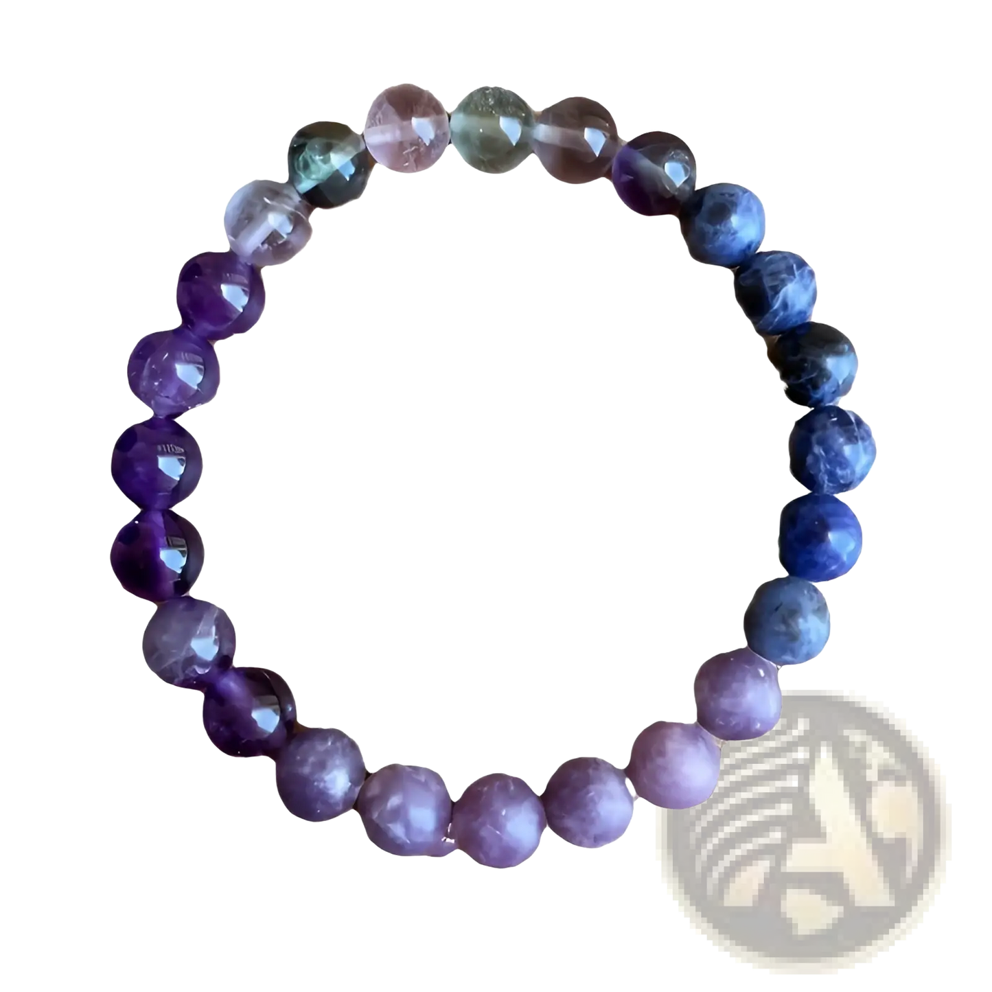Multicolor Gradient Fluorite Beaded Bracelet with Crystal Accent