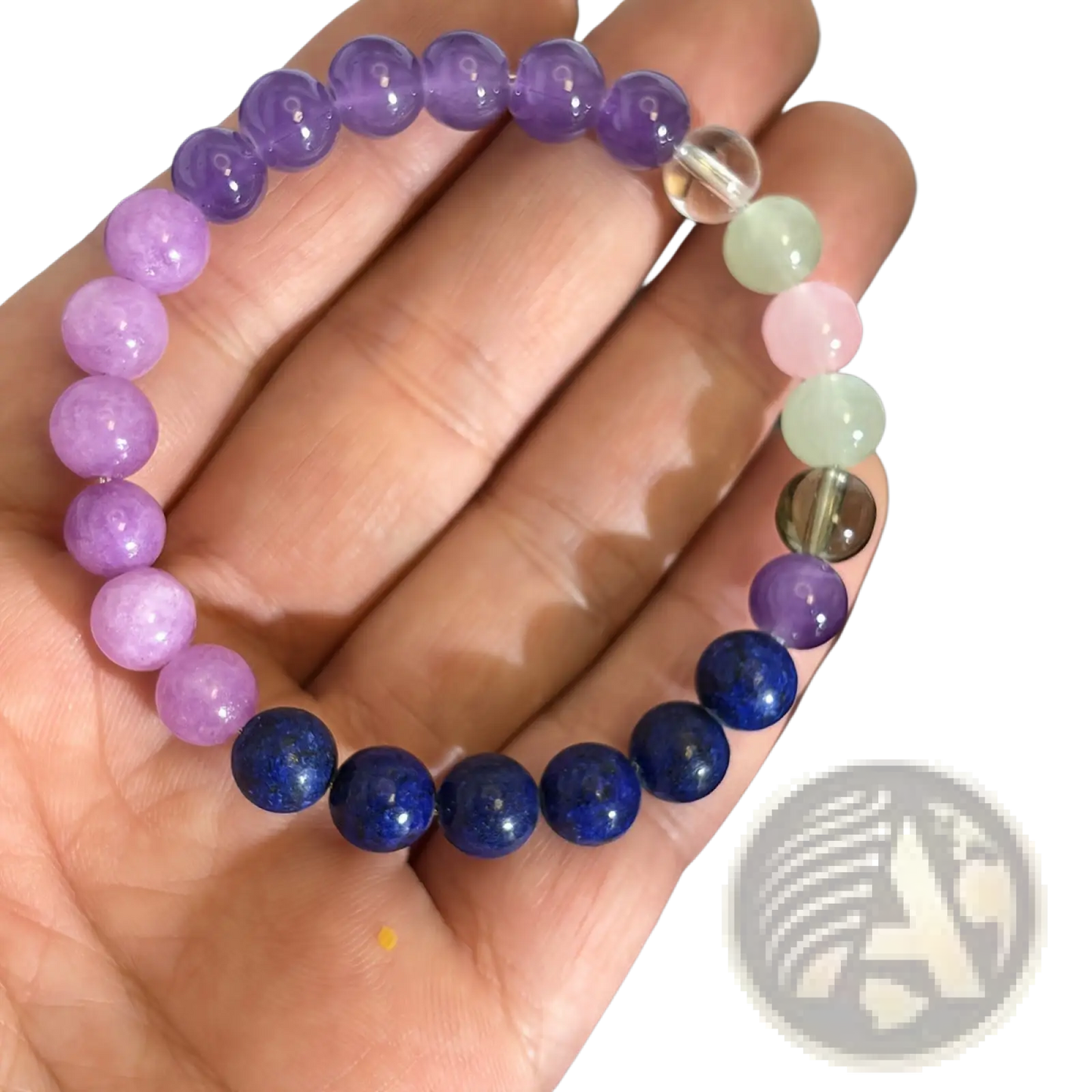 Multicolor Gradient Fluorite Beaded Bracelet with Crystal Accent