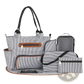 Multifunctional 8 Piece Striped Diaper Bag and Accessory Set
