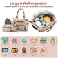 Multifunctional 8 Piece Striped Diaper Bag and Accessory Set