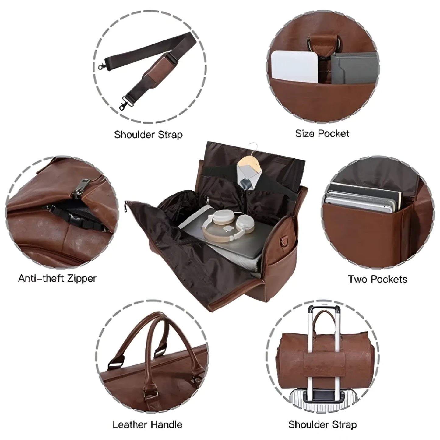 Multifunctional Canvas and Leather Folding Travel Duffel Bag