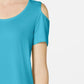 JM Collection Women's Cold-Shoulder Top Navy Size X-Large