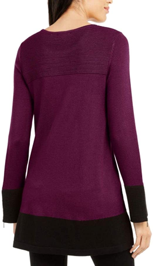 Alfani Women's Ottoman-Knit Tunic Sweater Dark Red Size Extra Small