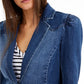 INC International Concepts Women's Puff-Sleeve Denim Blazer Blue Size Extra Large