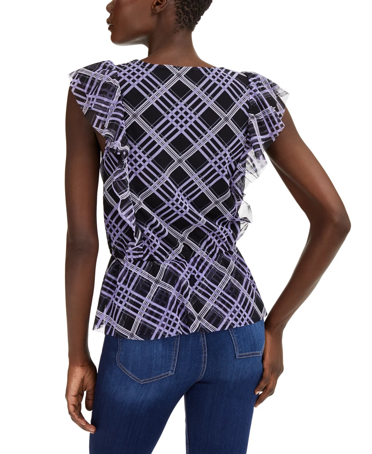 INC International Concepts Women's Tie-Hem Ruffle-Sleeve Top Black Size Medium
