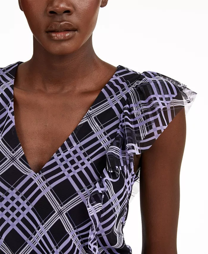 INC International Concepts Women's Tie-Hem Ruffle-Sleeve Top Black Size Medium