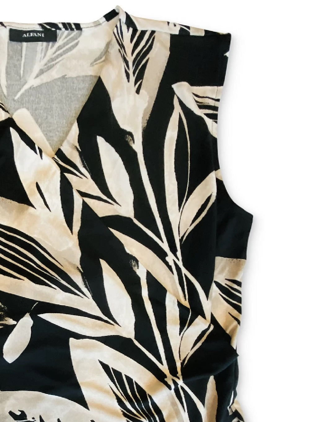 Alfani Women's Wrap-Style Botanical-Print Top Black Size Extra Small