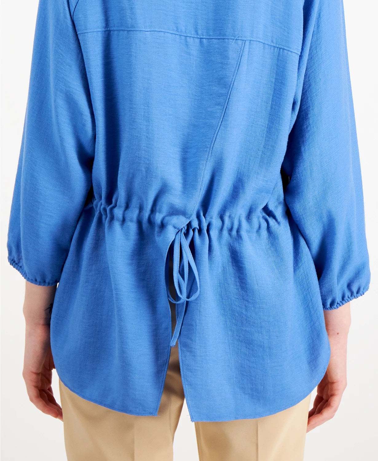 Alfani Women's Bishop-Sleeve Tie-Back Top Blue Size Small