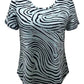 JM Women's Collection Petite Zebra-Print Scoop-Neck Top Turq/Aqua Size Petite
