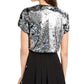 BCX Juniors' Sequined Bolero Jacket Silver-Black Size Small