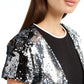 BCX Juniors' Sequined Bolero Jacket Silver-Black Size Small