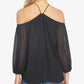 1.STATE Women's Off the Shoulder Halter Neck Blouse Black