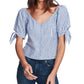 1.STATE Women's Riviera Stripe Tie Cuff Top Blue