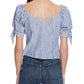 1.STATE Women's Riviera Stripe Tie Cuff Top Blue