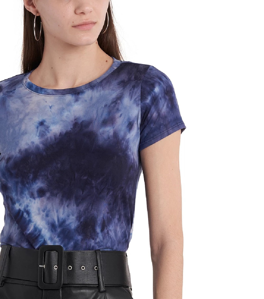 1.STATE Women's Tie Dye Brushed T-Shirt Blue Size X-Small