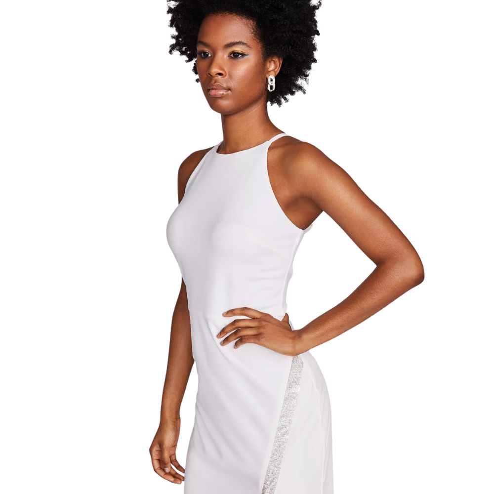 BCX Women's Rhinestone Faux-Wrap Gown  white Size Small