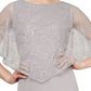 SL Fashions Women's Capelet Overlay Dress Grey Size 8 Petite