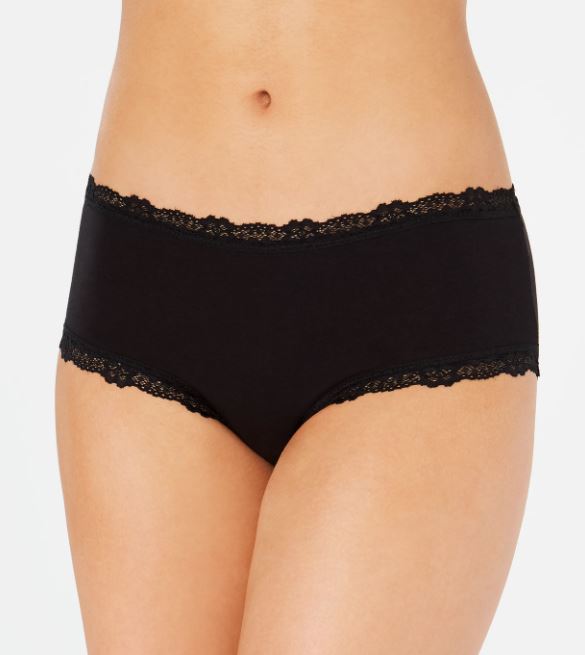 Jenni Women's Lace Trim Hipster Underwear Black Size XX-Large