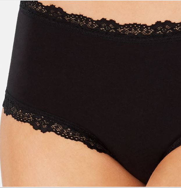 Jenni Women's Lace Trim Hipster Underwear Black Size XX-Large