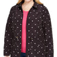Charter Club Women's Plus Size Dot-Print Hooded Anorak Jacket Black Size 2X