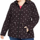 Charter Club Women's Plus Size Dot-Print Hooded Anorak Jacket Black Size 2X