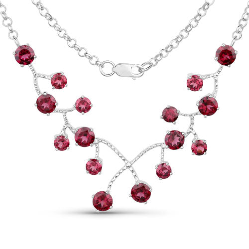 6.00 कैरेट असली रोडोलाइट गार्नेट .925 स्टर्लिंग सिल्वर नेकलेस