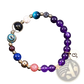 Natural Amethyst and Agate Twelve Zodiac Beaded Bracelet