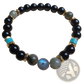 Natural Amethyst and Magnetic Stone Beaded Unisex Bracelet
