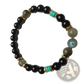 Natural Amethyst and Magnetic Stone Beaded Unisex Bracelet