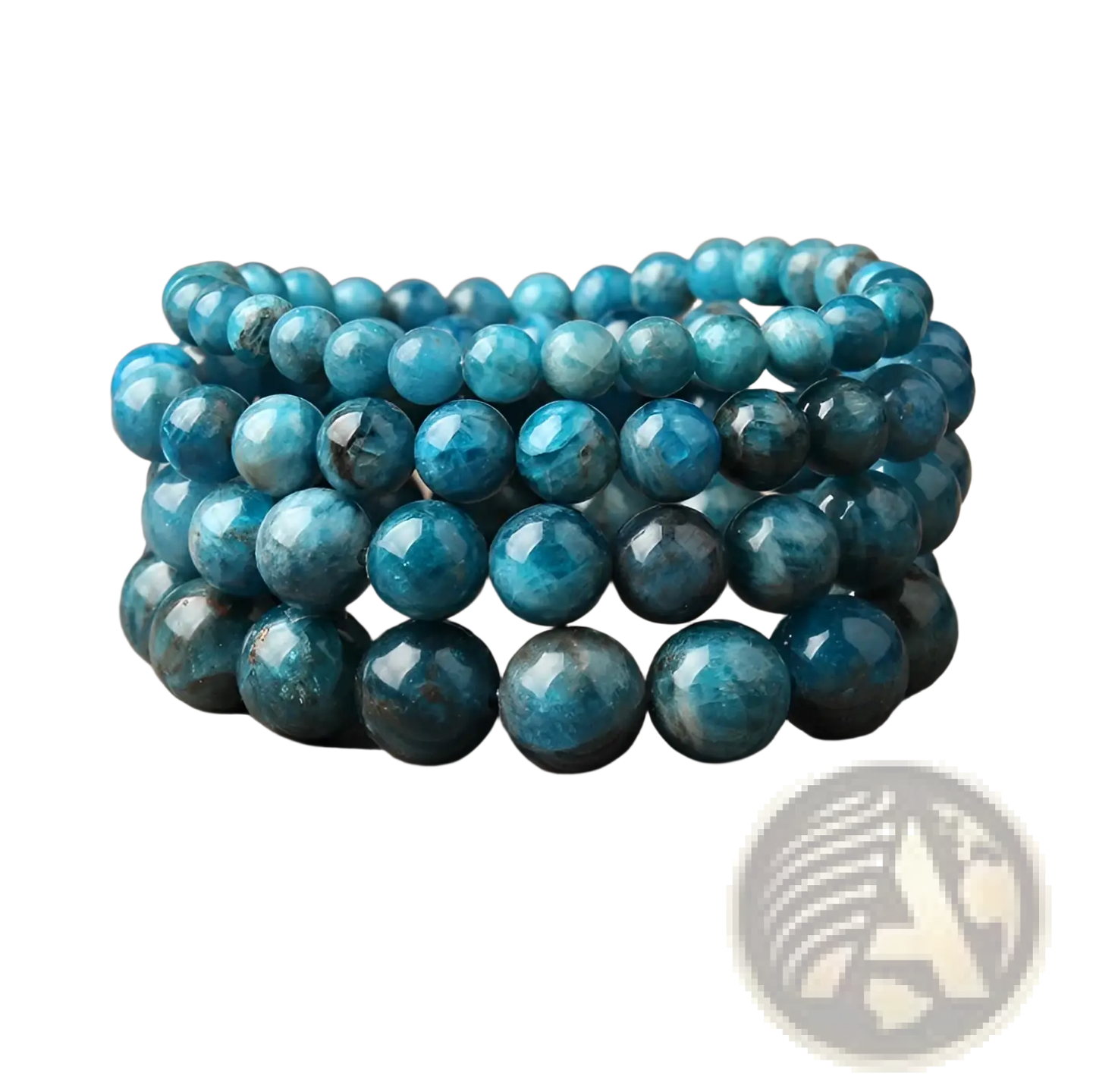 Natural Blue Apatite Polished Stone Elastic Bead Bracelet