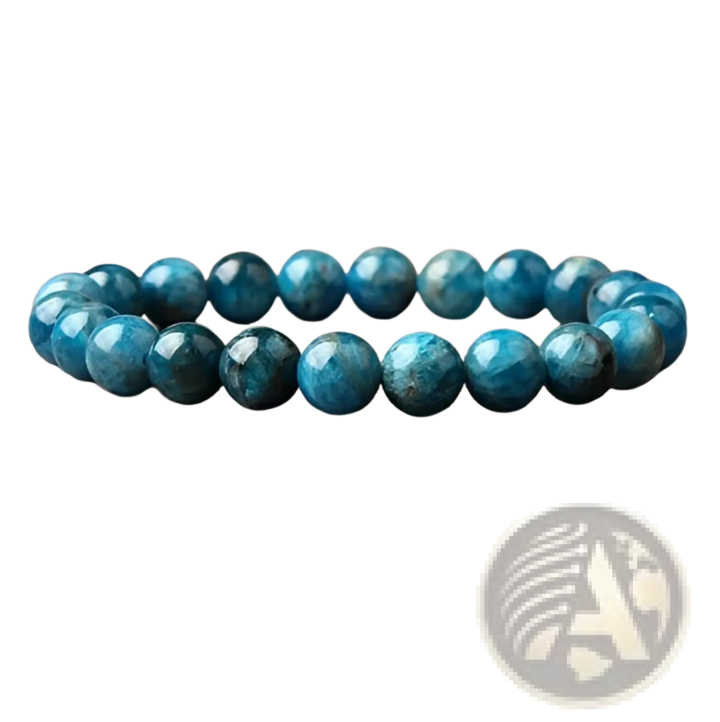 Natural Blue Apatite Polished Stone Elastic Bead Bracelet