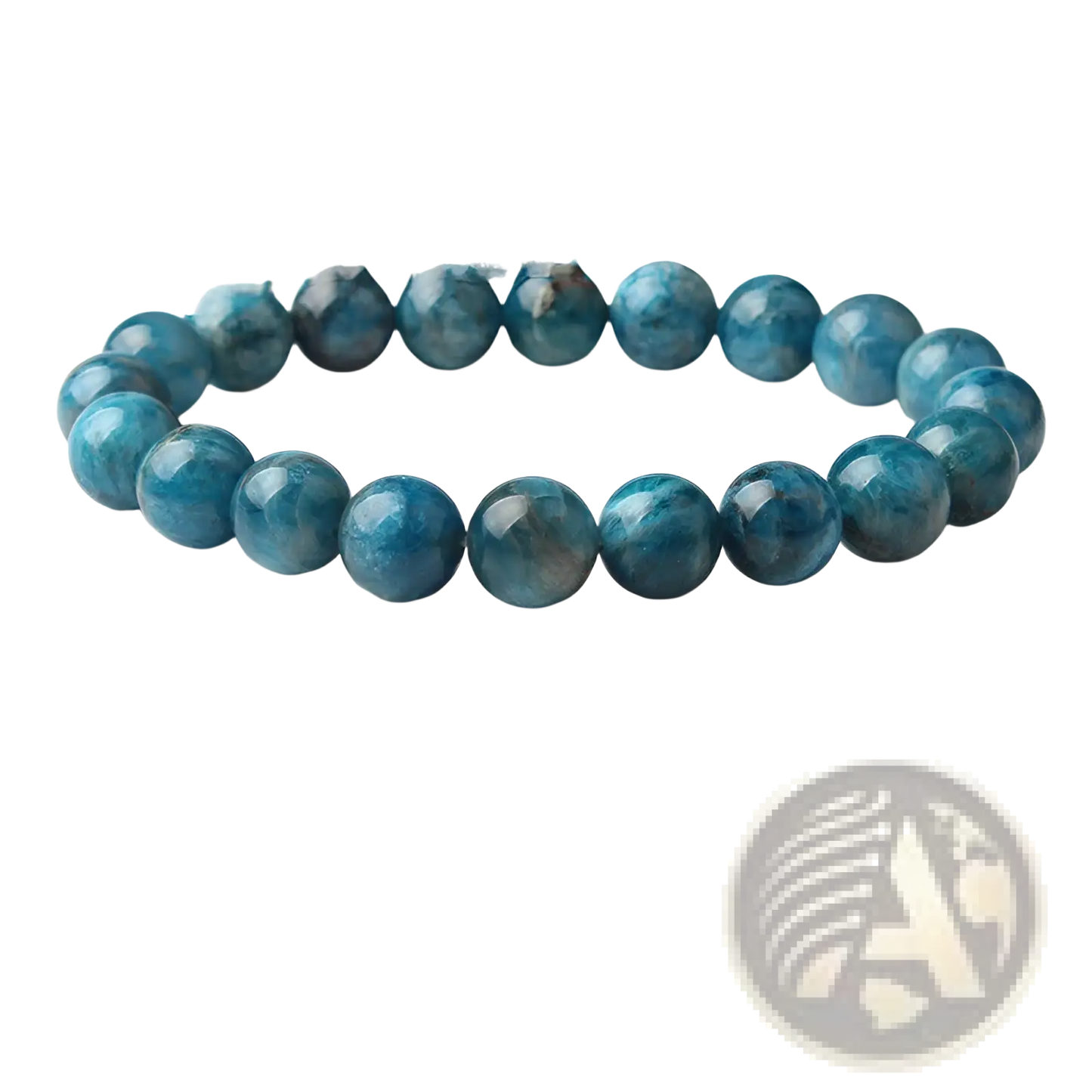 Natural Blue Apatite Polished Stone Elastic Bead Bracelet