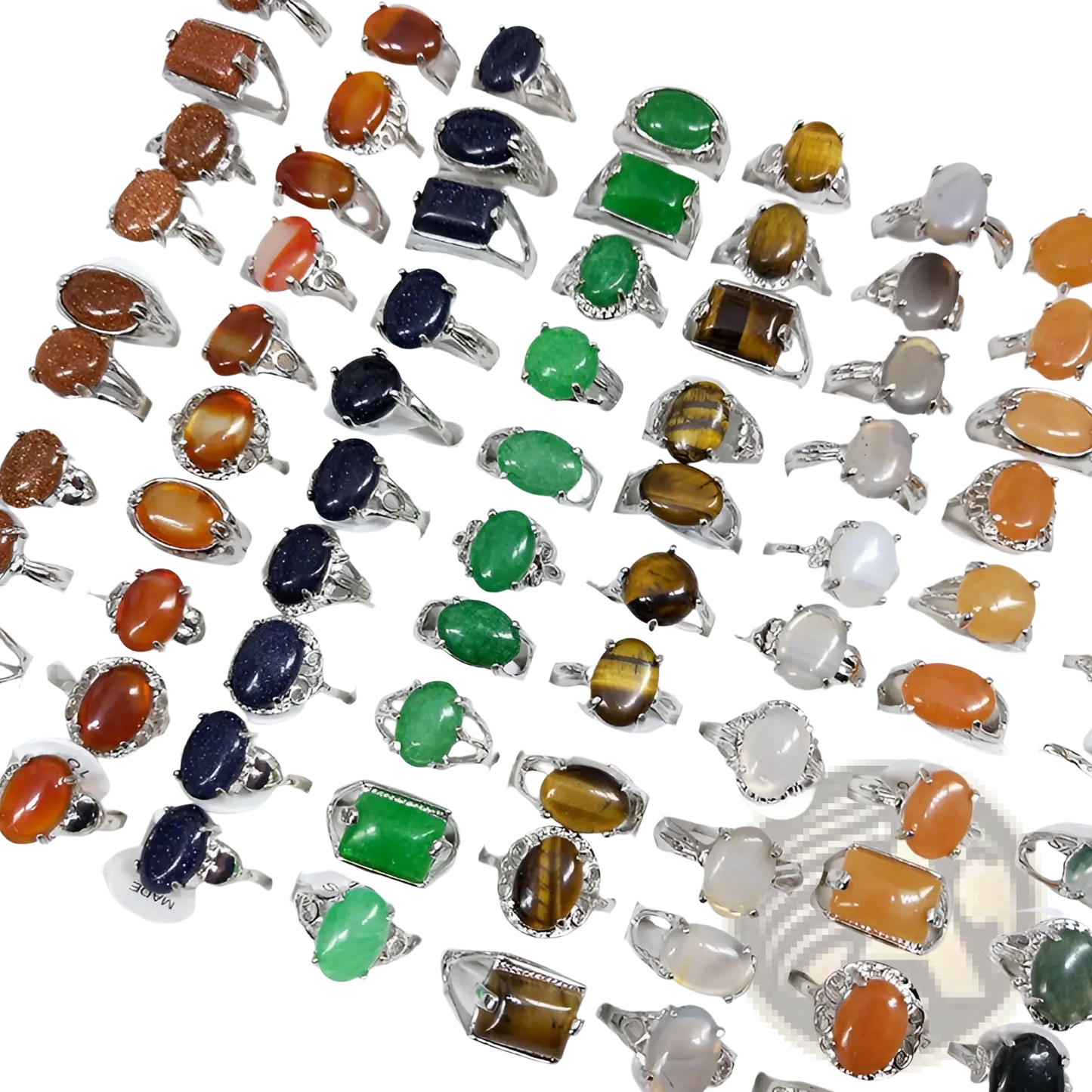 Natural Gemstone Silver Tone Statement Ring Collection