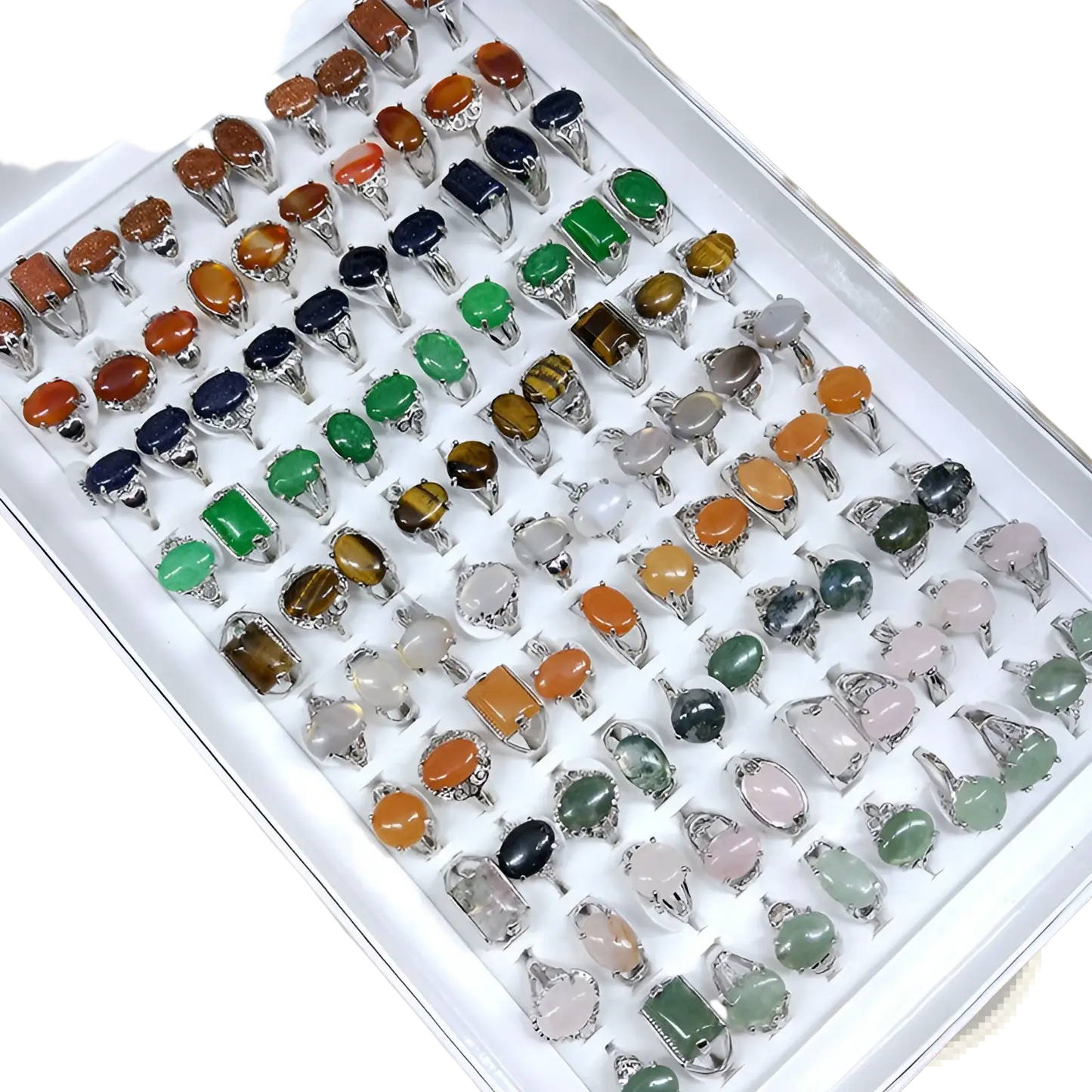 Natural Gemstone Silver Tone Statement Ring Collection