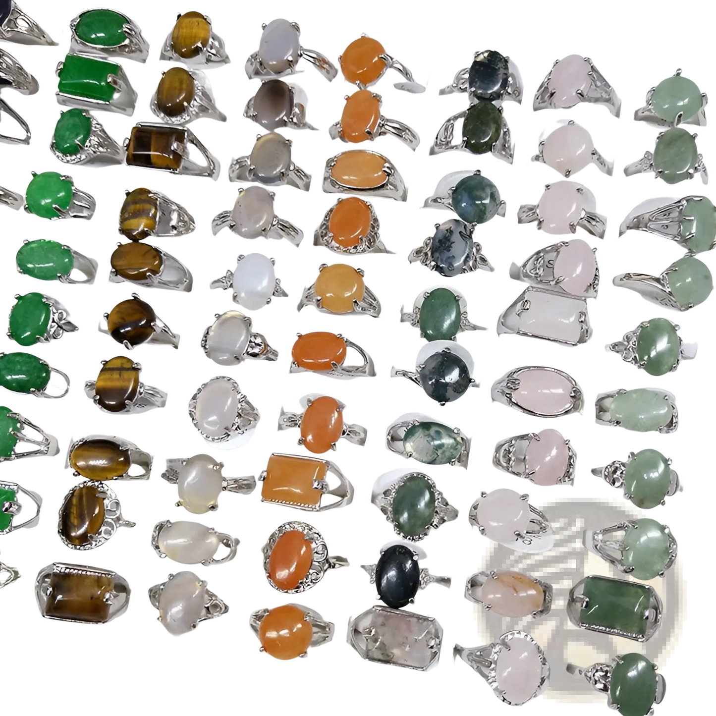 Natural Gemstone Silver Tone Statement Ring Collection