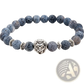Natural Lapis Lazuli and Lava Stone Owl Charm Bracelet