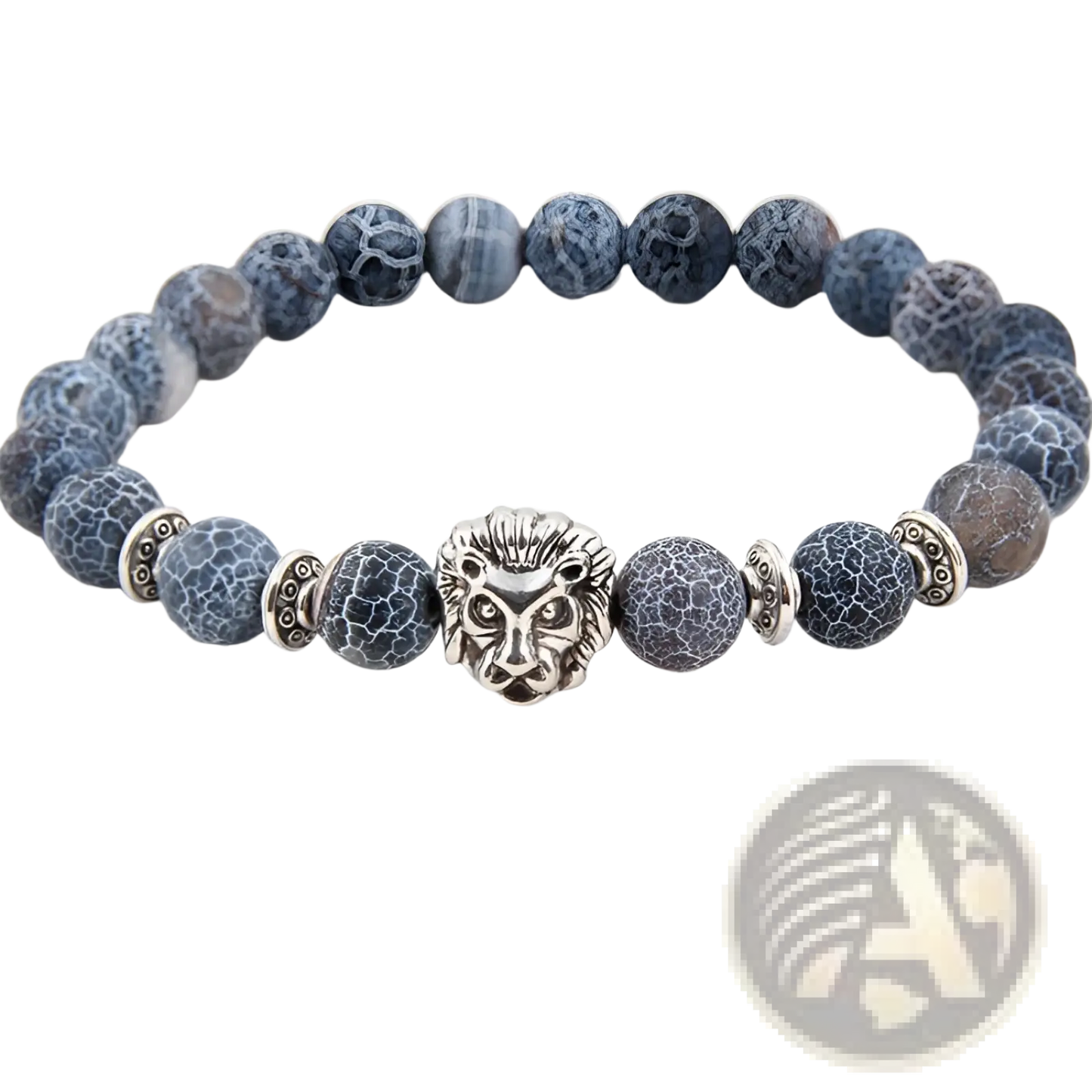 Natural Lapis Lazuli and Lava Stone Owl Charm Bracelet