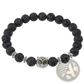 Natural Lapis Lazuli and Lava Stone Owl Charm Bracelet