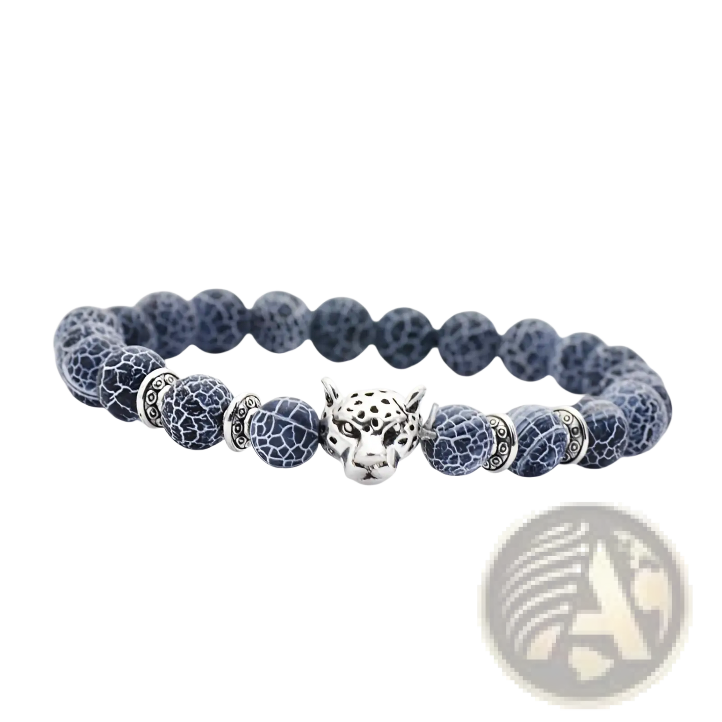 Natural Lapis Lazuli and Lava Stone Owl Charm Bracelet