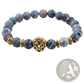 Natural Lapis Lazuli and Lava Stone Owl Charm Bracelet