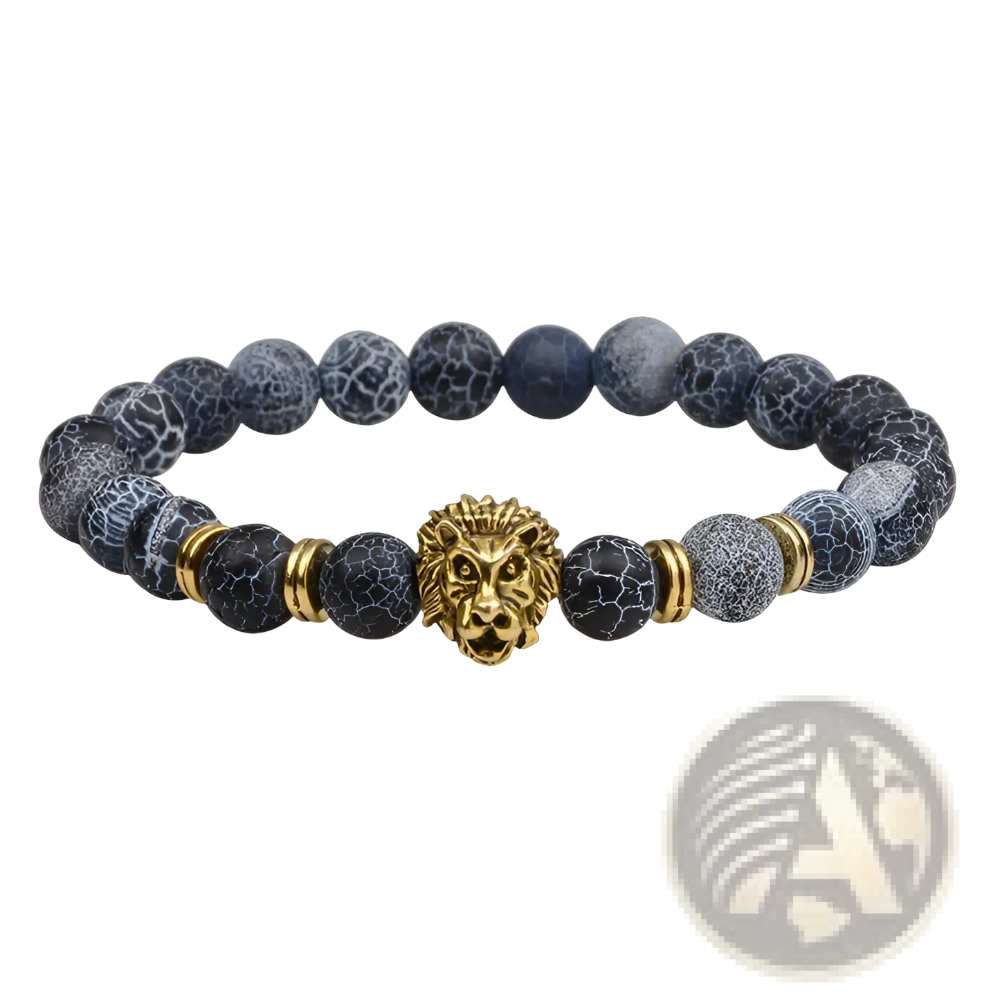 Natural Lapis Lazuli and Lava Stone Owl Charm Bracelet