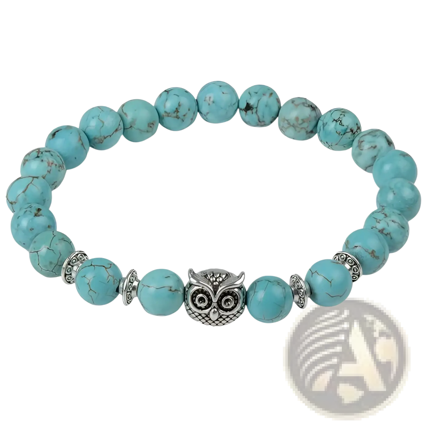 Natural Lapis Lazuli and Lava Stone Owl Charm Bracelet