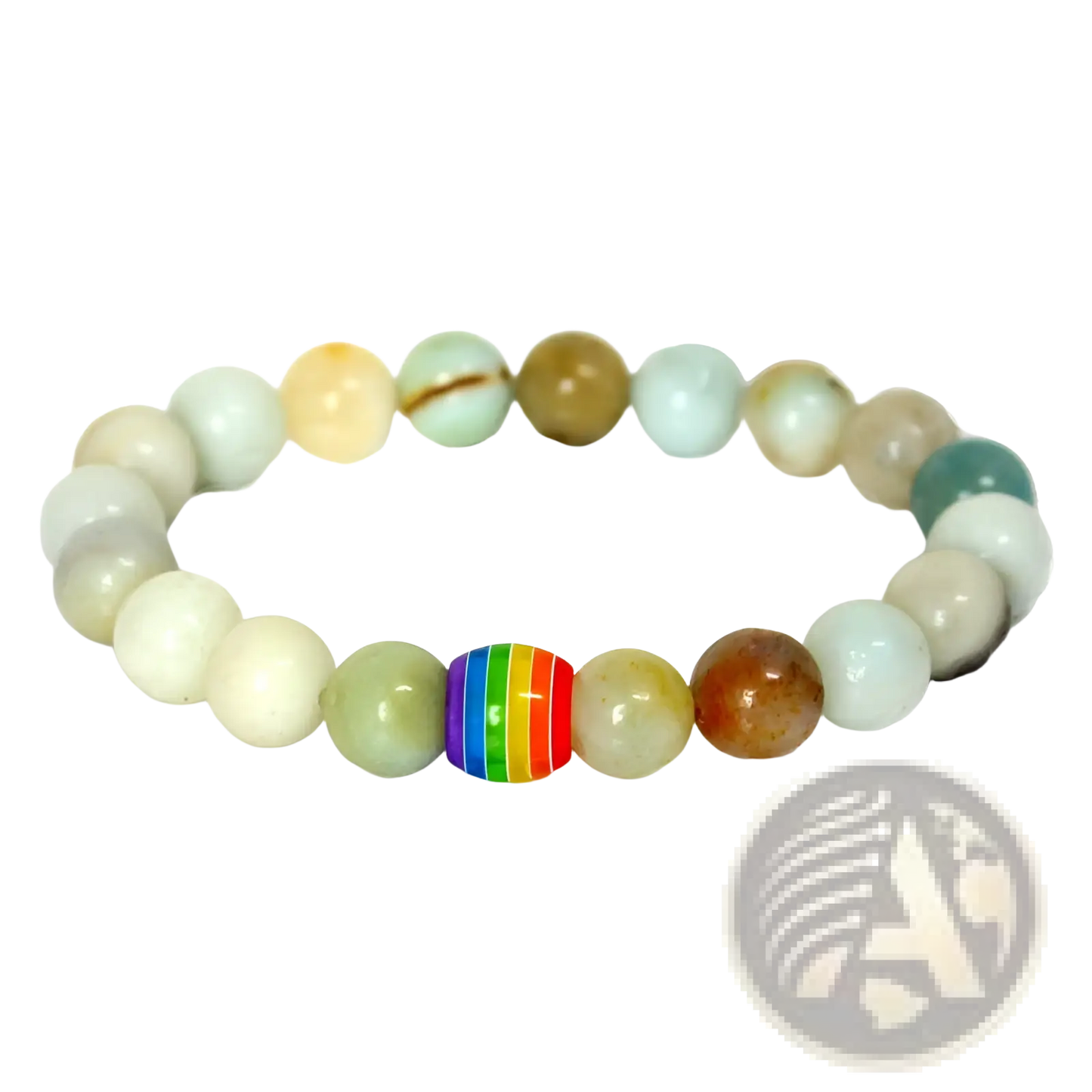 Natural Stone Rainbow Pride Accent Bead Bracelet