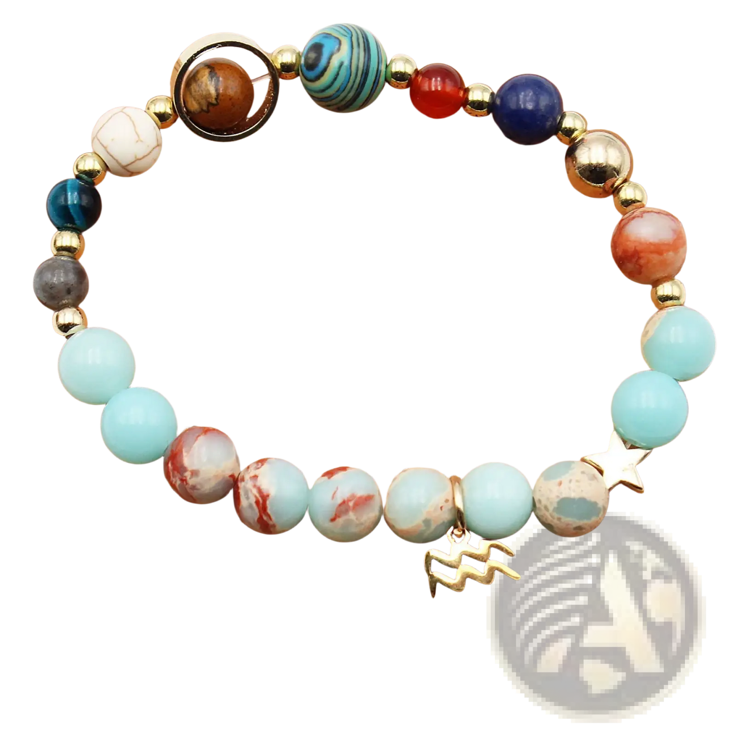 Natural Stone Twelve Zodiac Constellation Beaded Bracelet