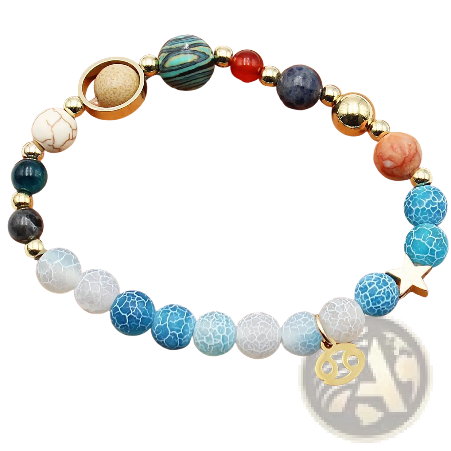 Natural Stone Twelve Zodiac Constellation Beaded Bracelet