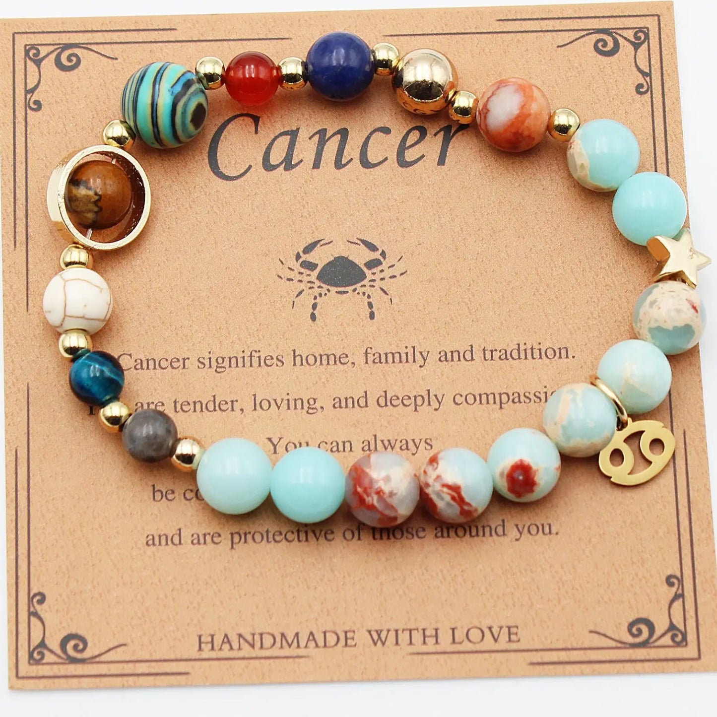 Natural Stone Twelve Zodiac Constellation Beaded Bracelet