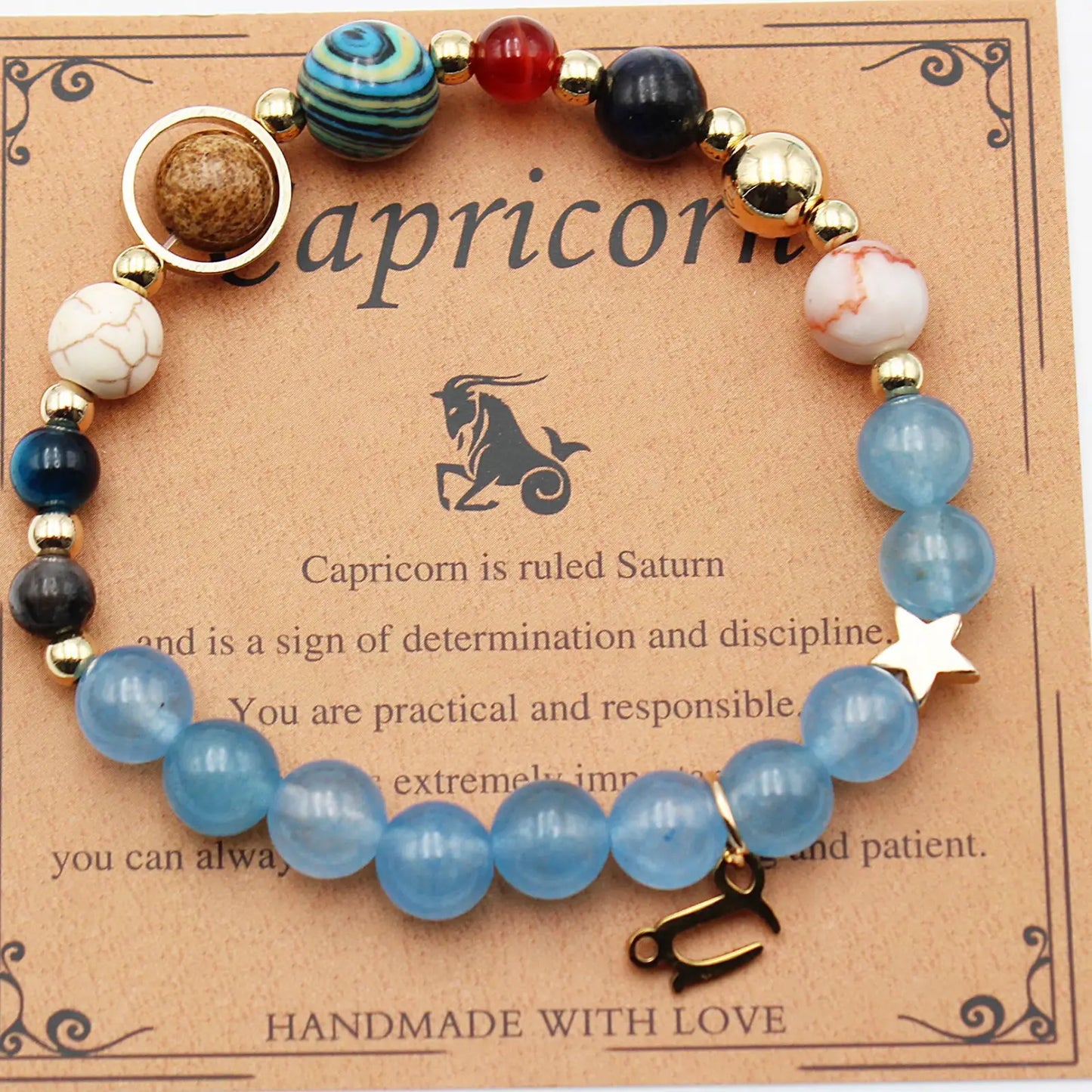 Natural Stone Twelve Zodiac Constellation Beaded Bracelet